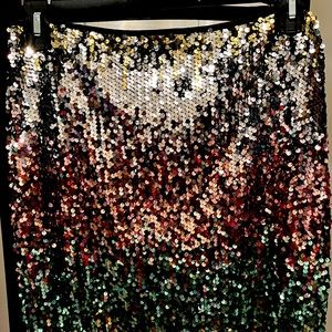 Party skirt- shimmering pink green and silver